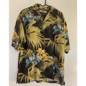 Tommy Bahama Men's Tropical Print 100% Silk Short Sleeve Button Up Shirt Size XL